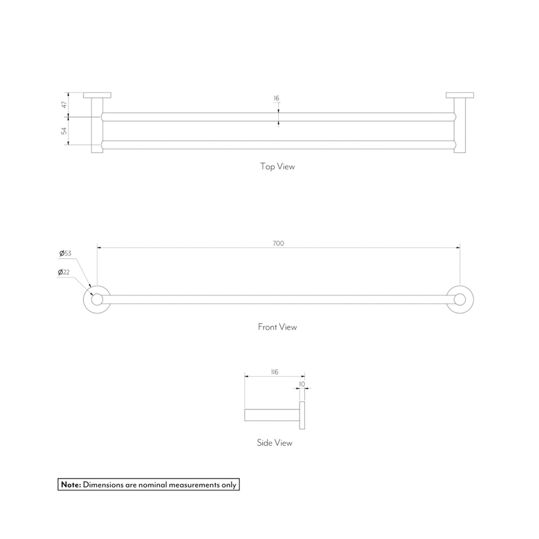 Elysian Double Towel Rail - Brushed Gunmetal