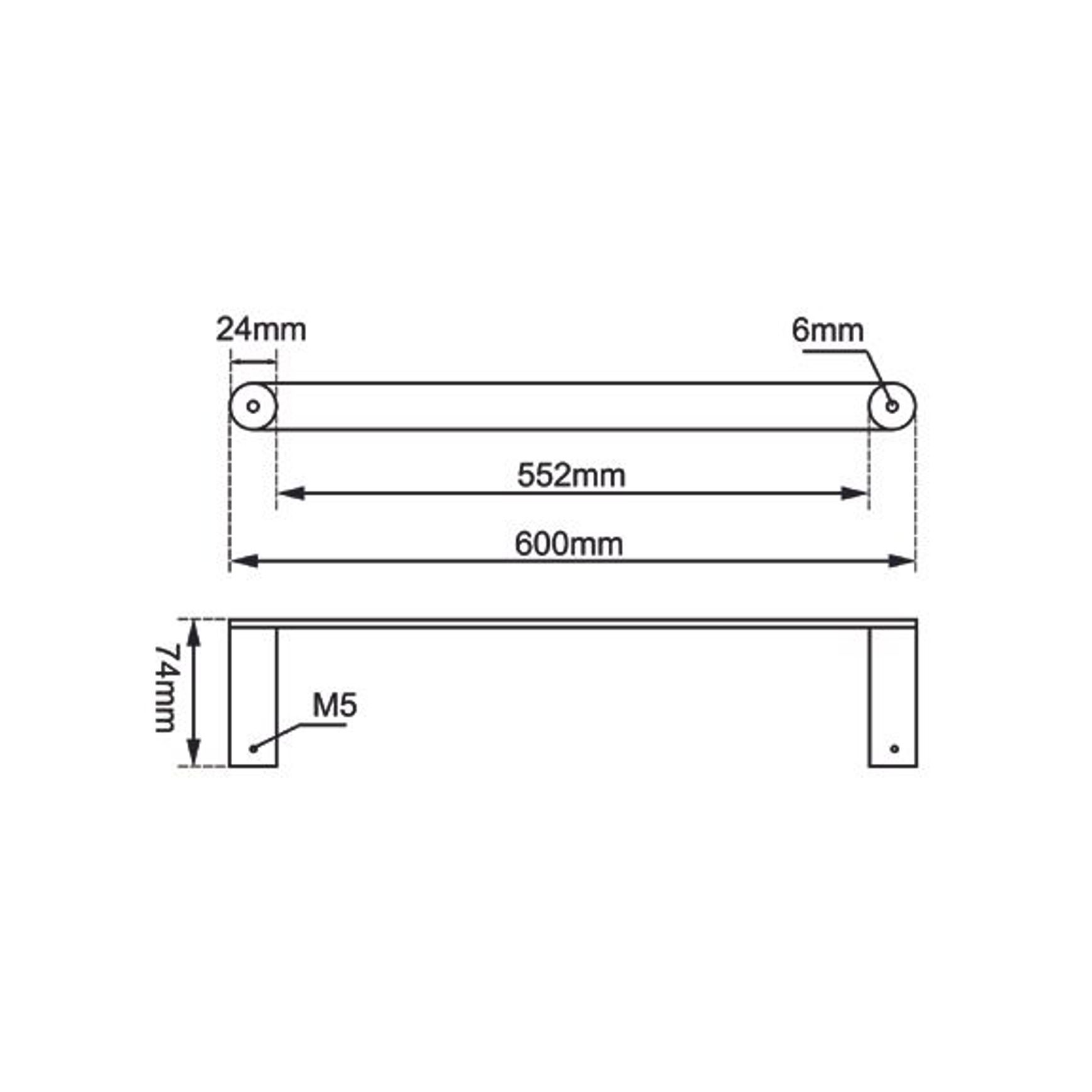 Rushy Single Towel Rail 600mm Brushed Nickel