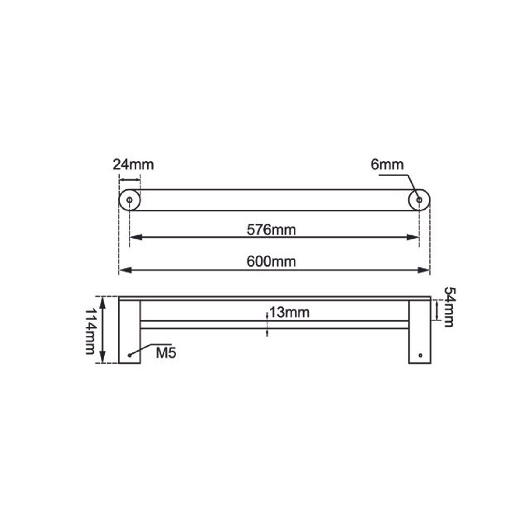 Rushy Double Towel Rail 600mm Chrome