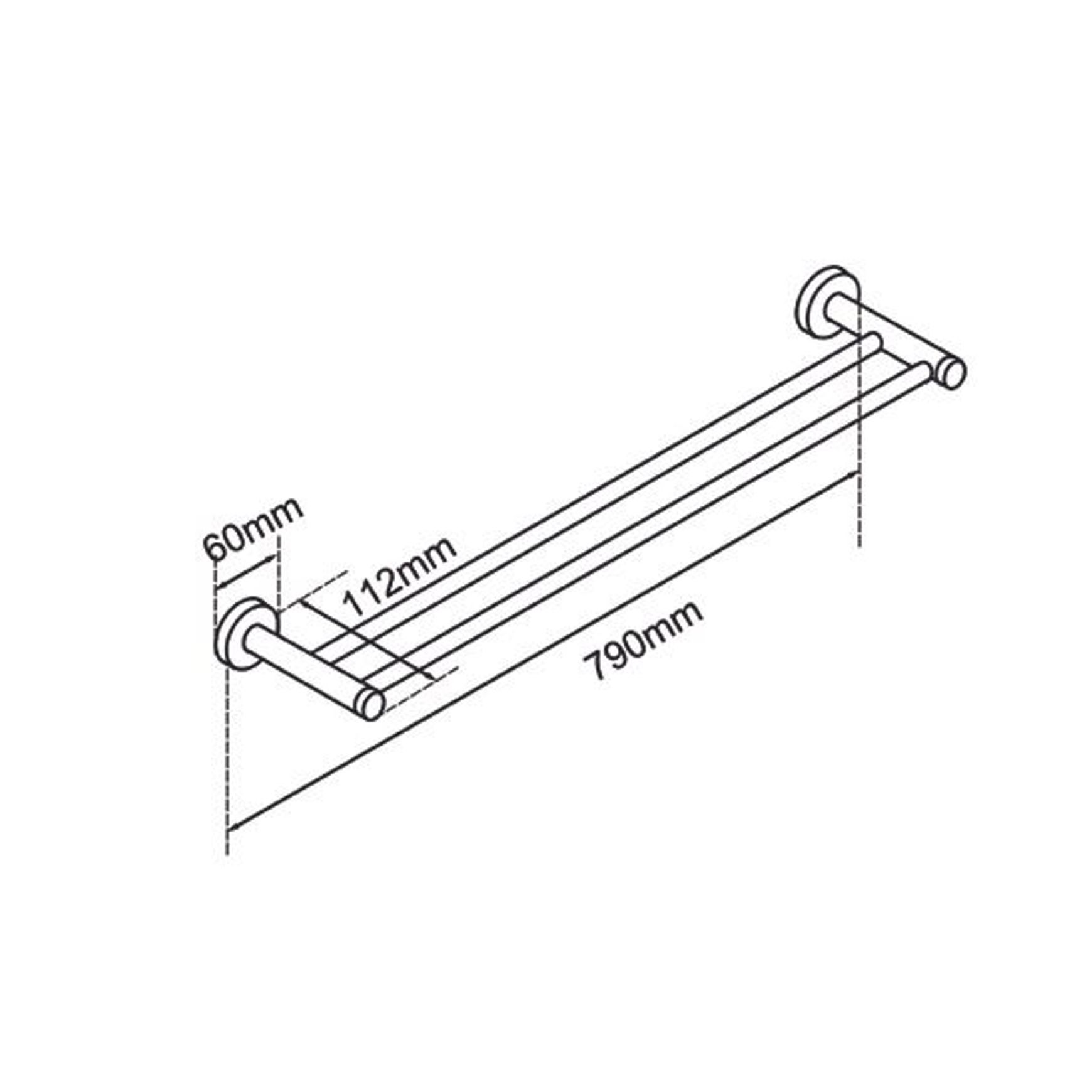 Lucid Pin Double Towel Rail 800mm Chrome dimensions