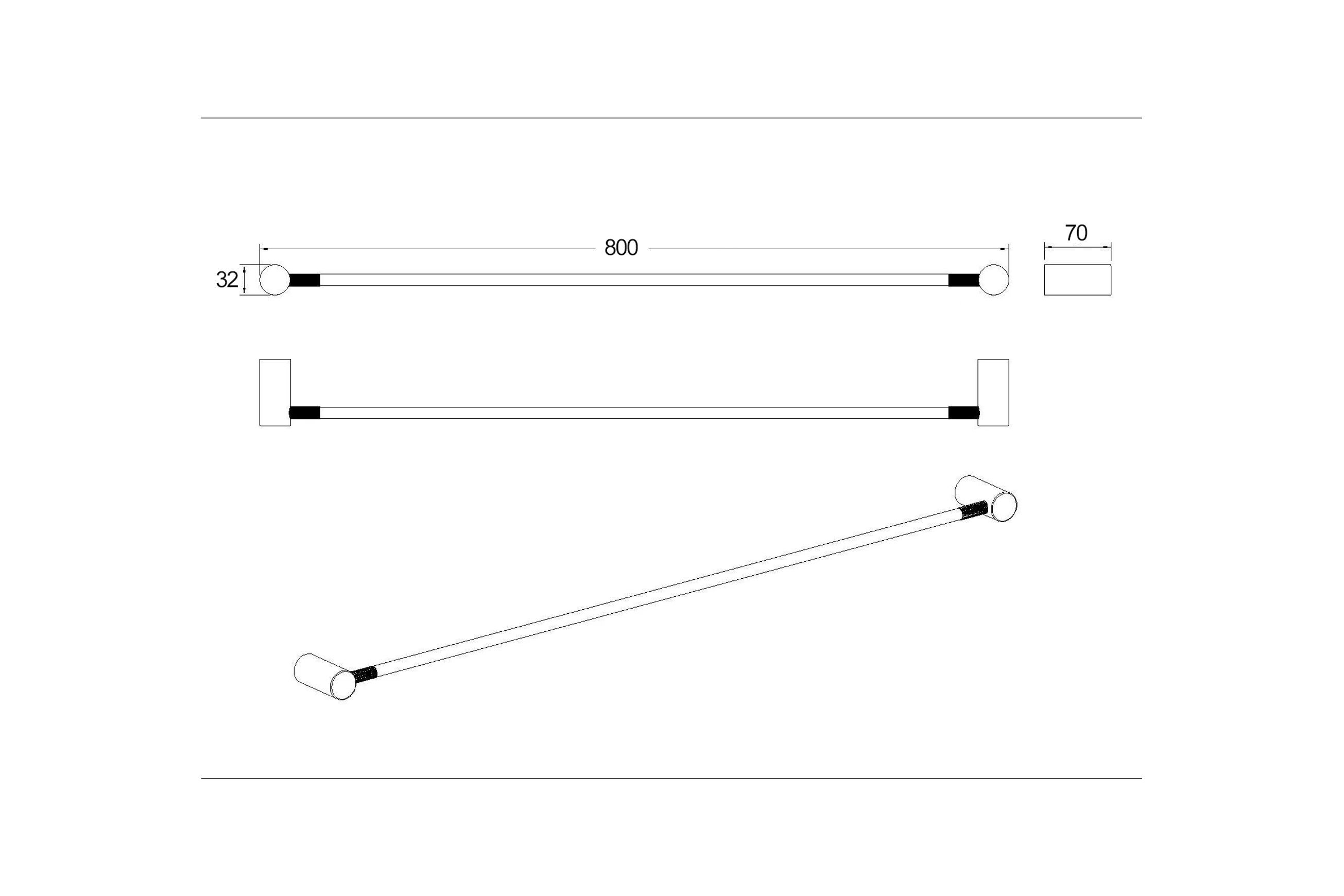 Caddence Single Towel Rail 800mm Brushed Brass