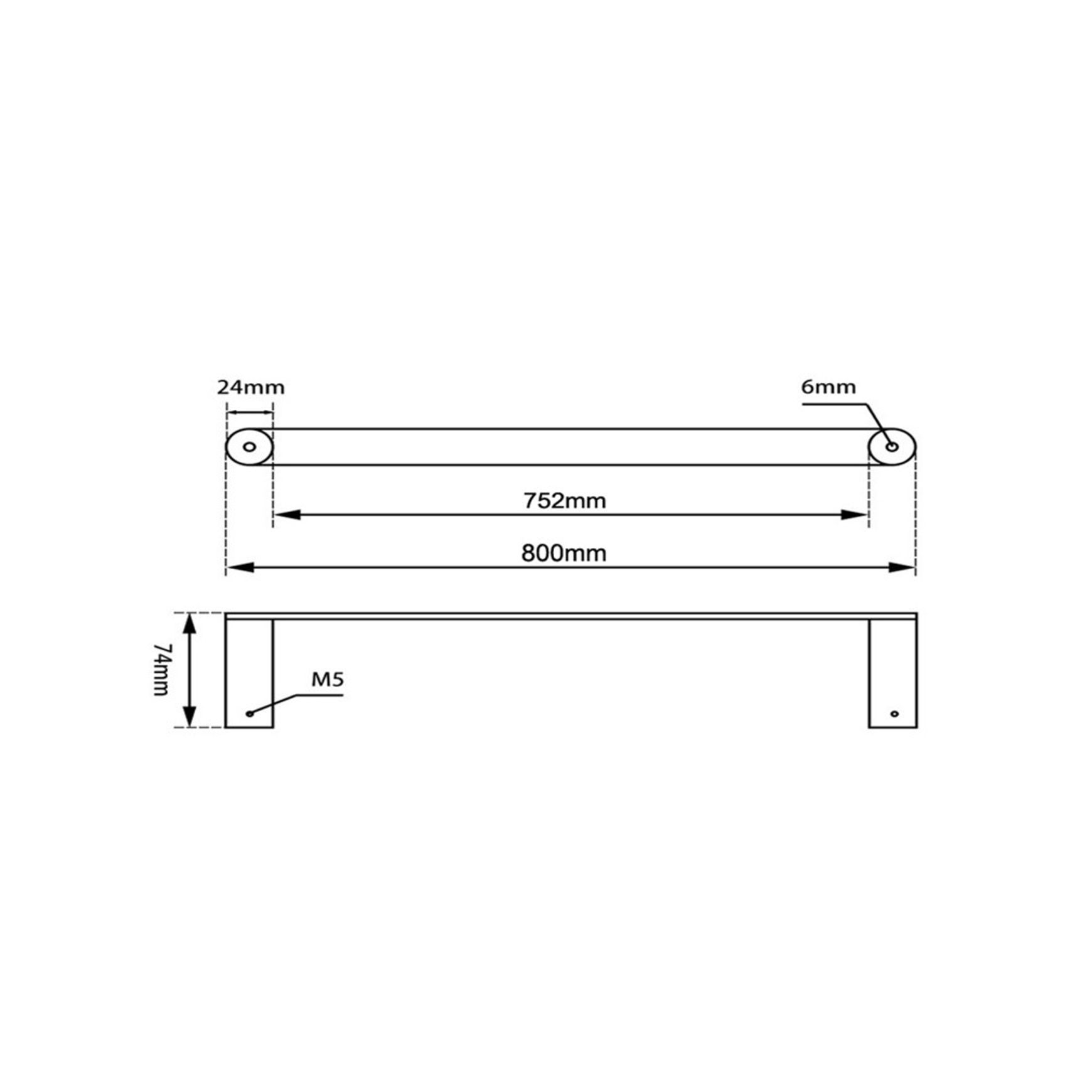 Rushy Single Towel Rail 800mm Chrome