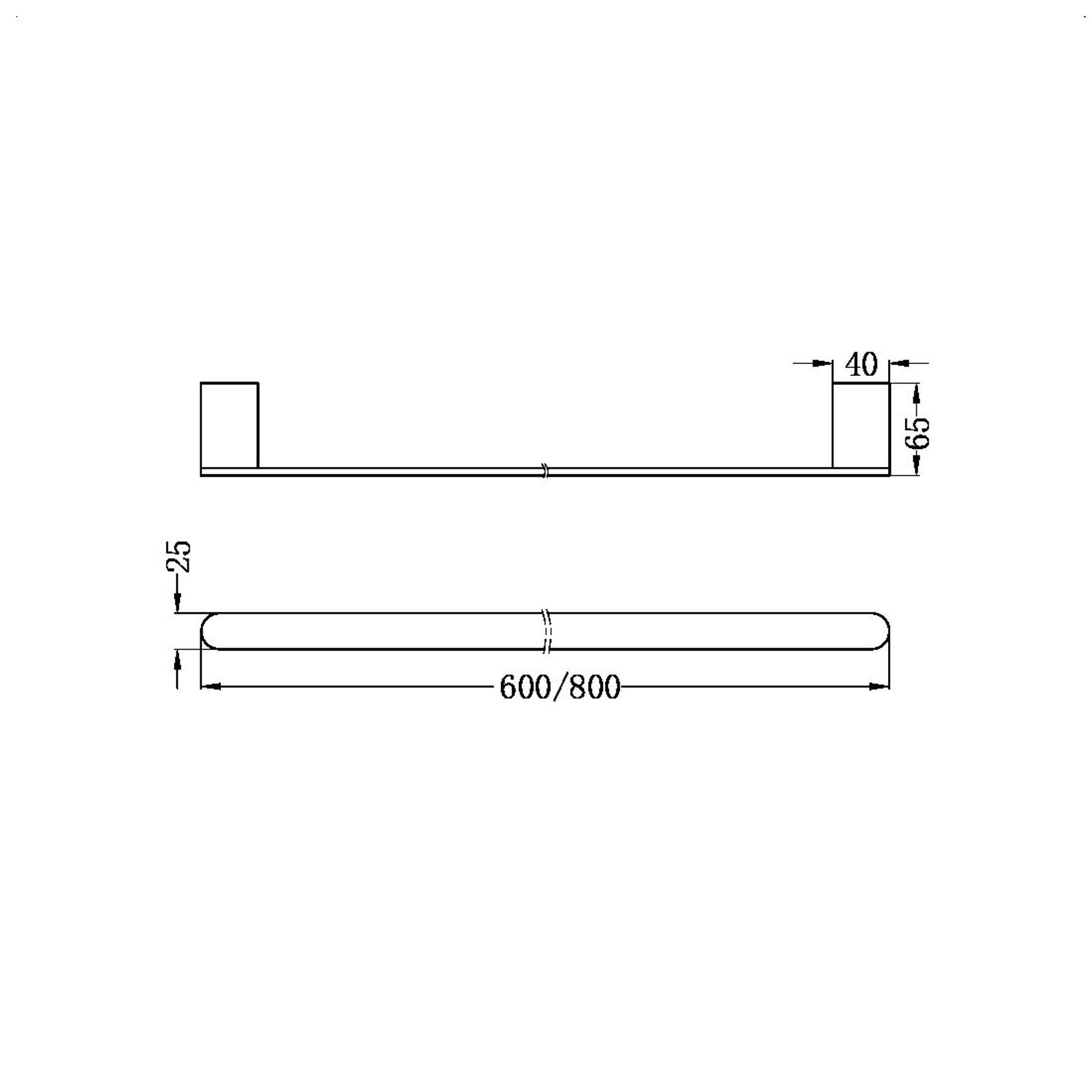 Bianca Single Towel Rail 800mm | Gun Metal