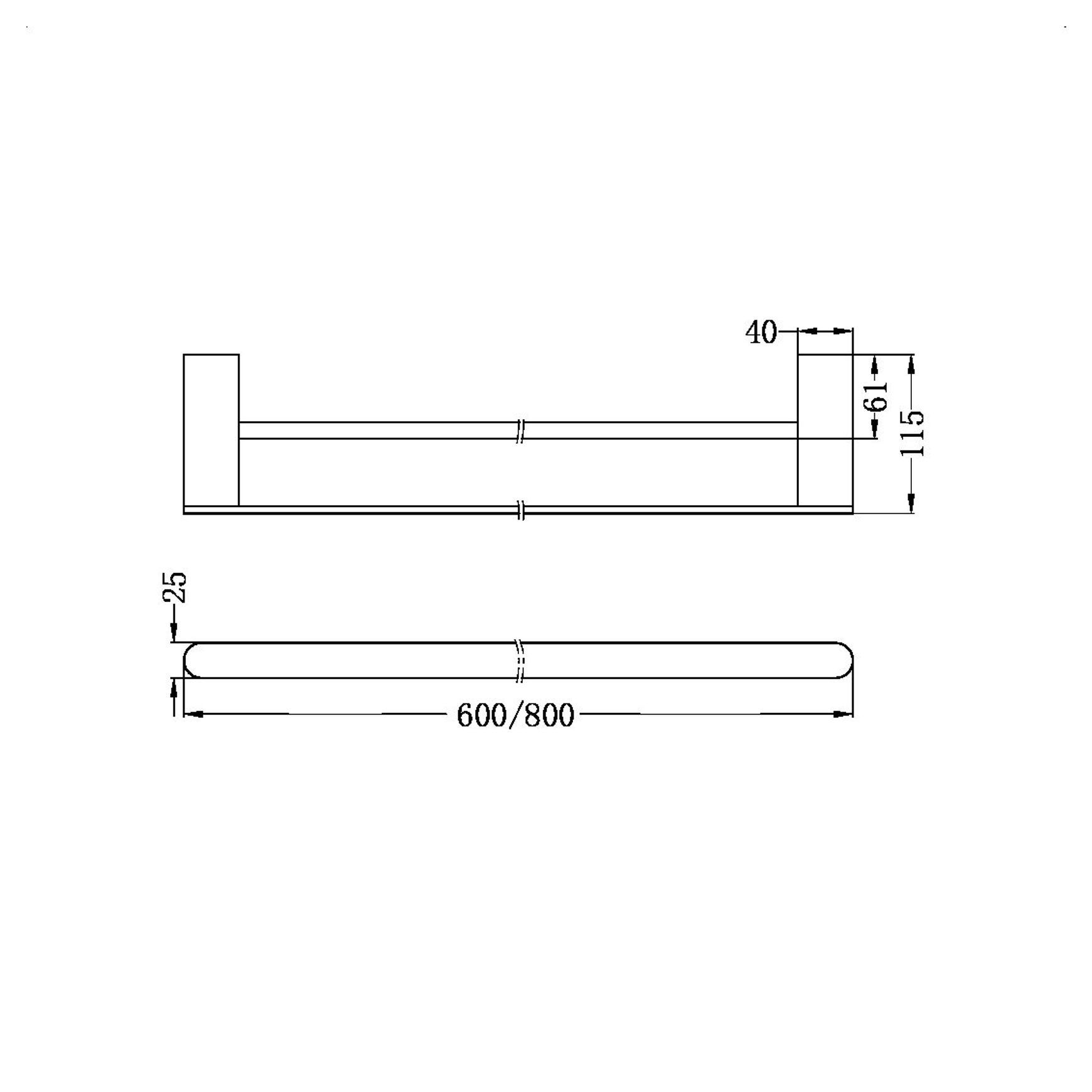 Bianca Double Towel Rail 800mm | Brushed Nickel