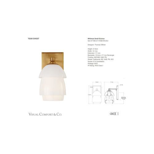 Visual Comfort Thomas O'Brien Whitman Small Sconce