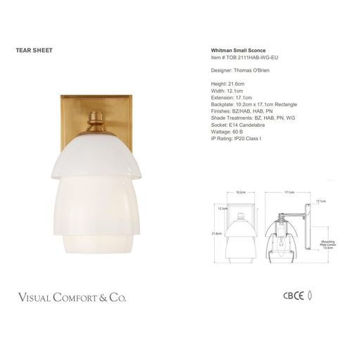 Visual Comfort Thomas O'Brien Whitman Small Sconce