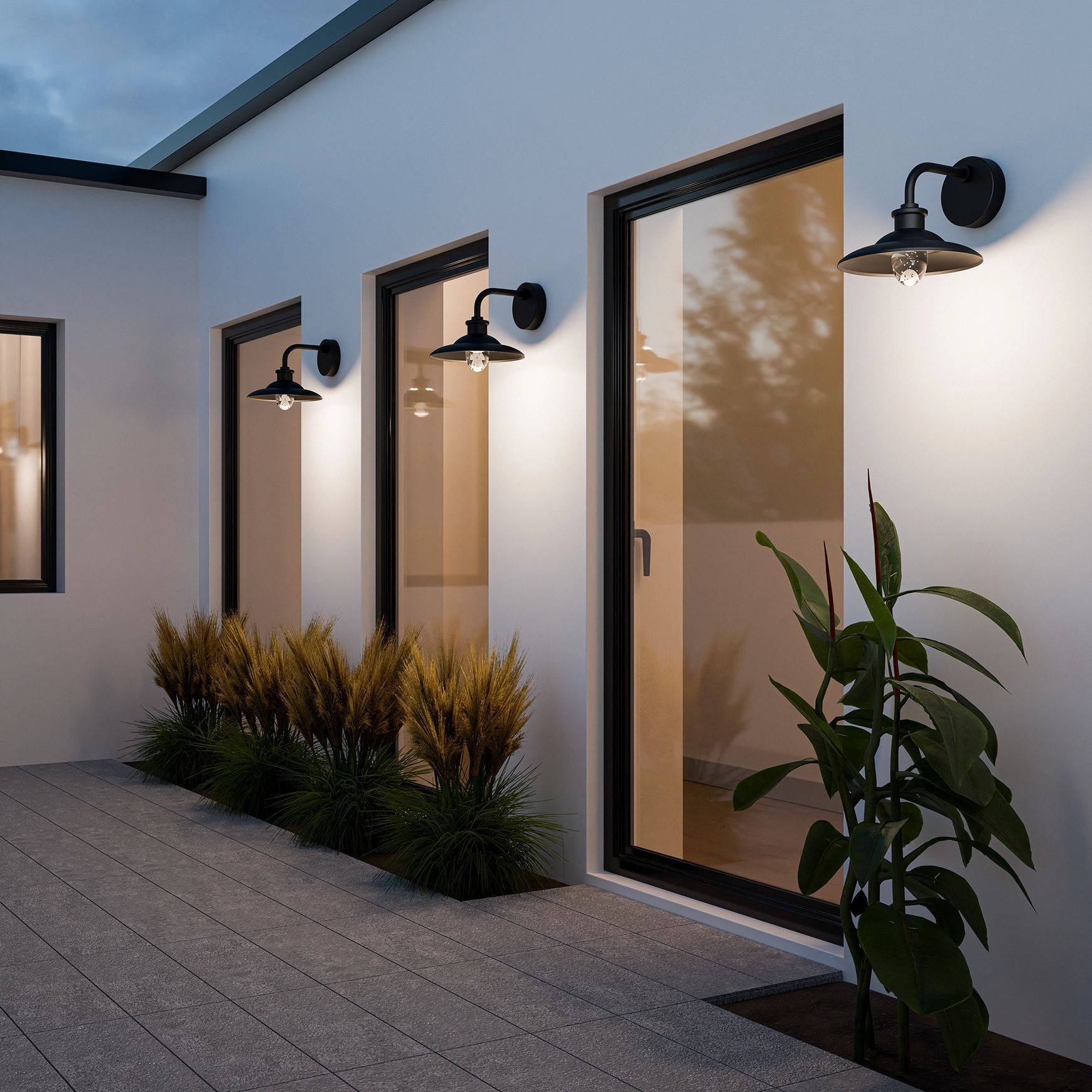 Cuscus Steel and Glass Exterior Wall Light