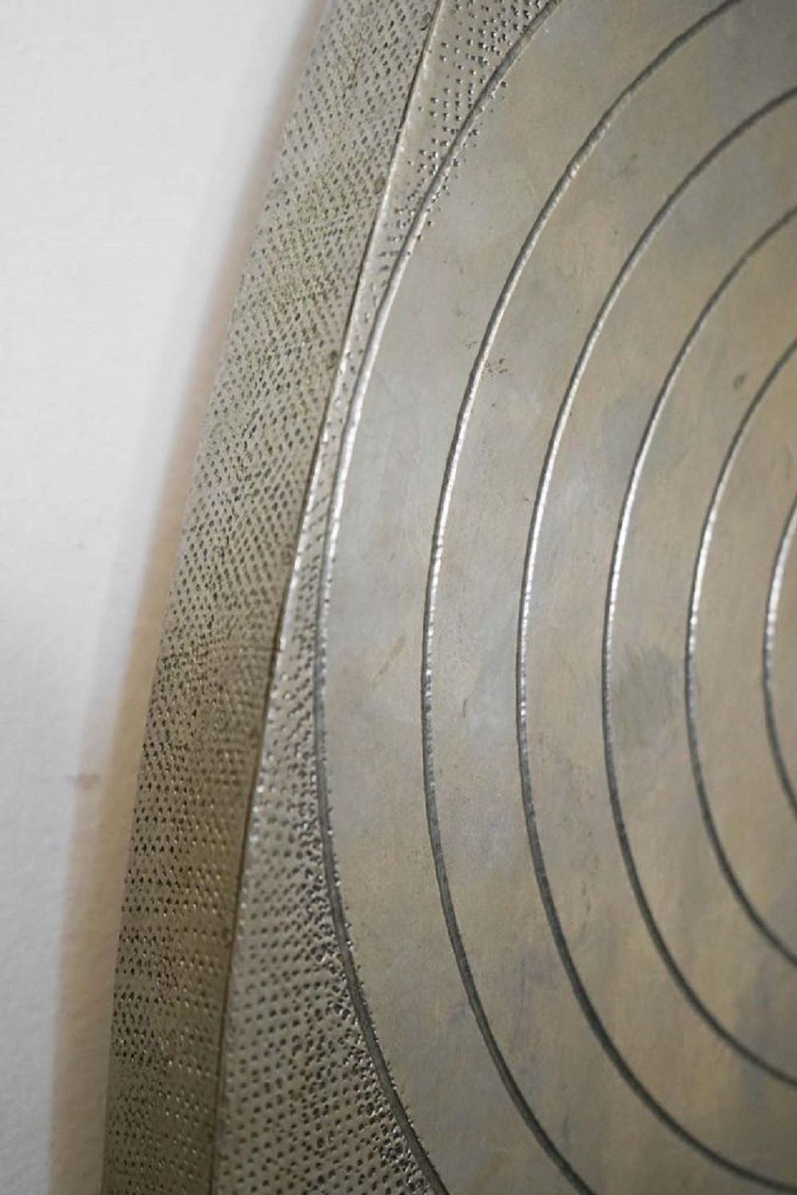 French Mid-Century Round Silver Mirror