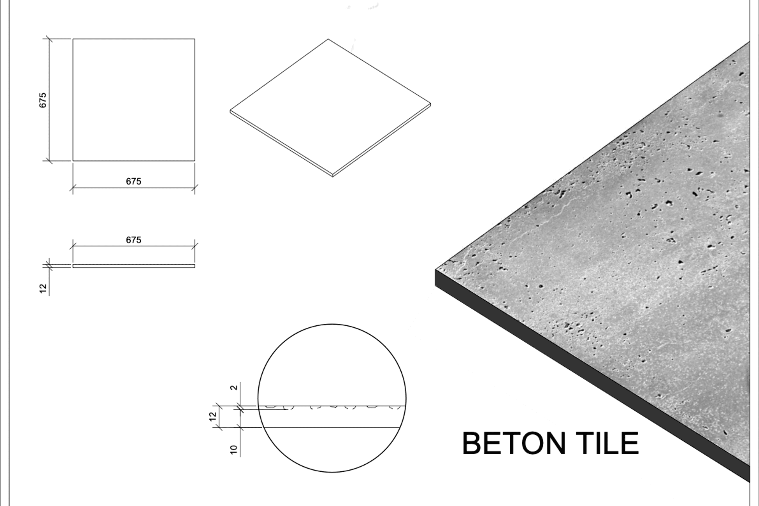 Roctex Beton Tile - Concrete Texture Wall Panel