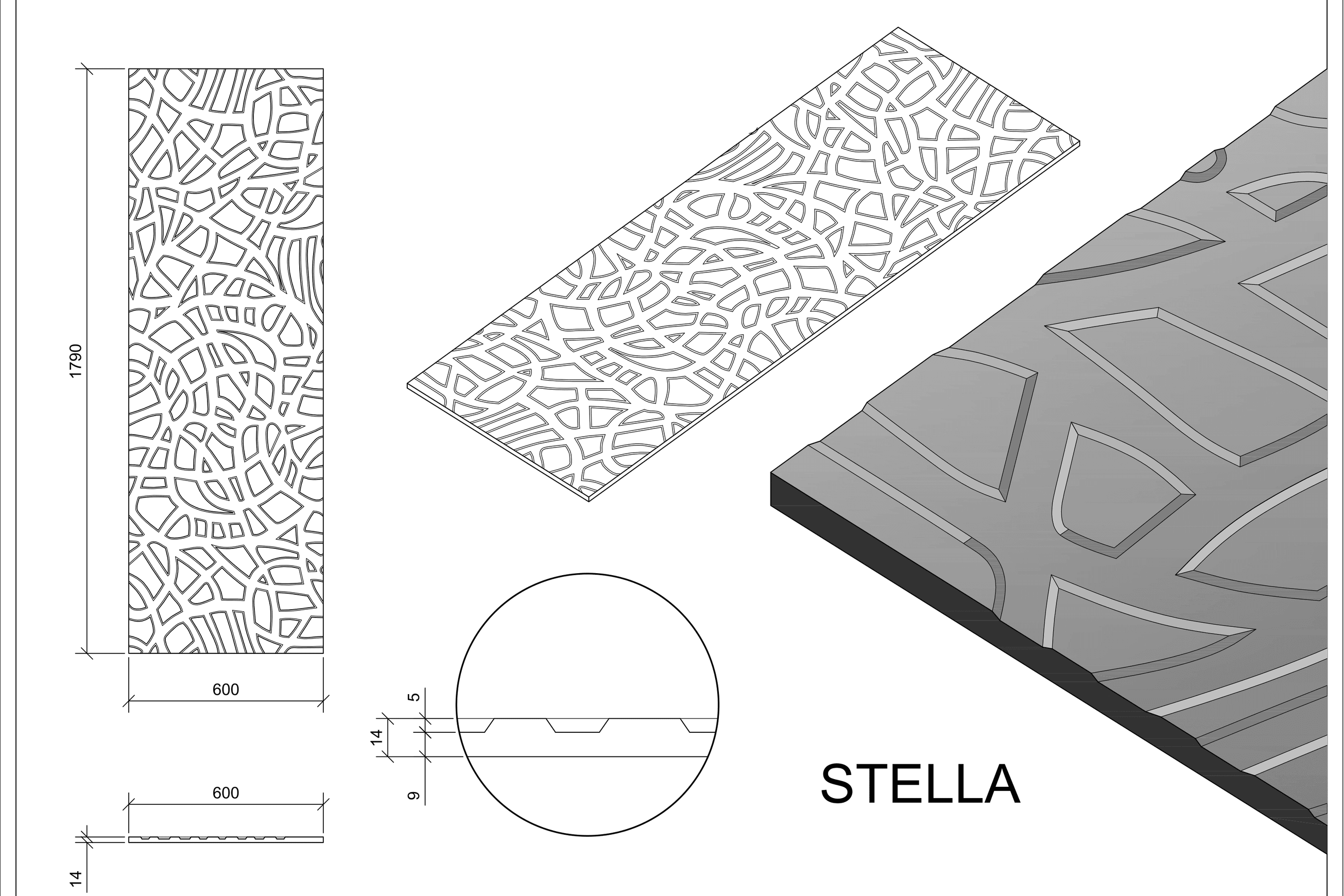 Roctex Stella 3D Wall Panel dimensions