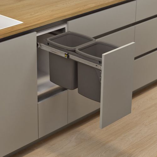 Hideaway Compact Bins 2 x 13L Buckets | Door Pull