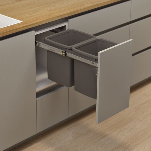 Hideaway Compact Bin 2 x 15L Buckets | Door Pull