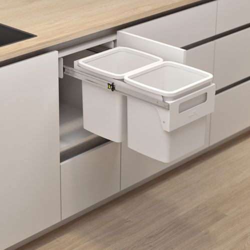 Hideaway Compact Bin 2 x 15L Buckets | Handle Pull