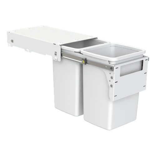 Hideaway Compact 2 x 20L Buckets | Door Pull | White