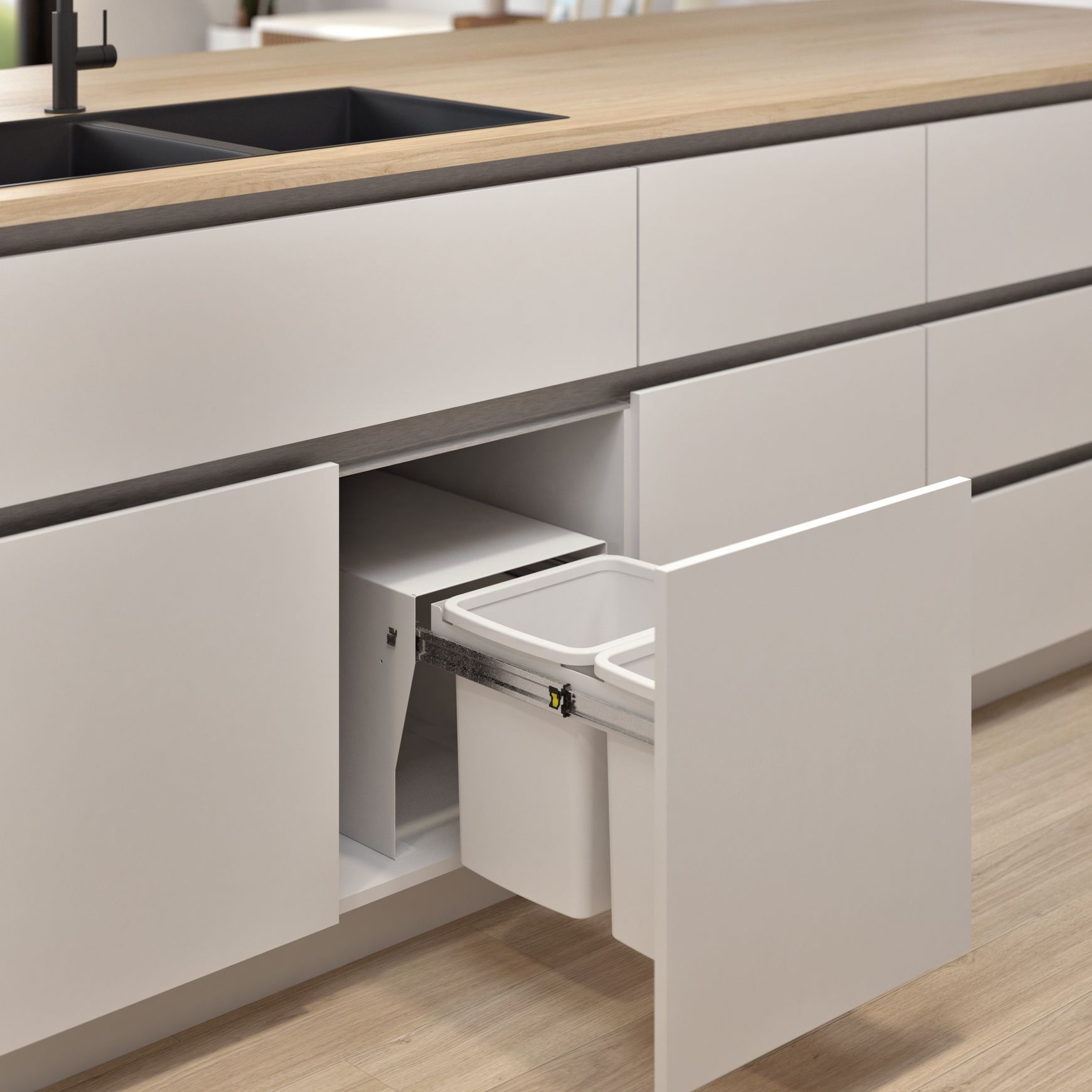 Compact Floor Mount 2 x 15L | Door Pull | White