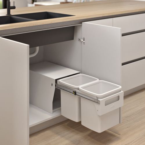 Compact Floor Mount 2 x 15L | Handle Pull | White