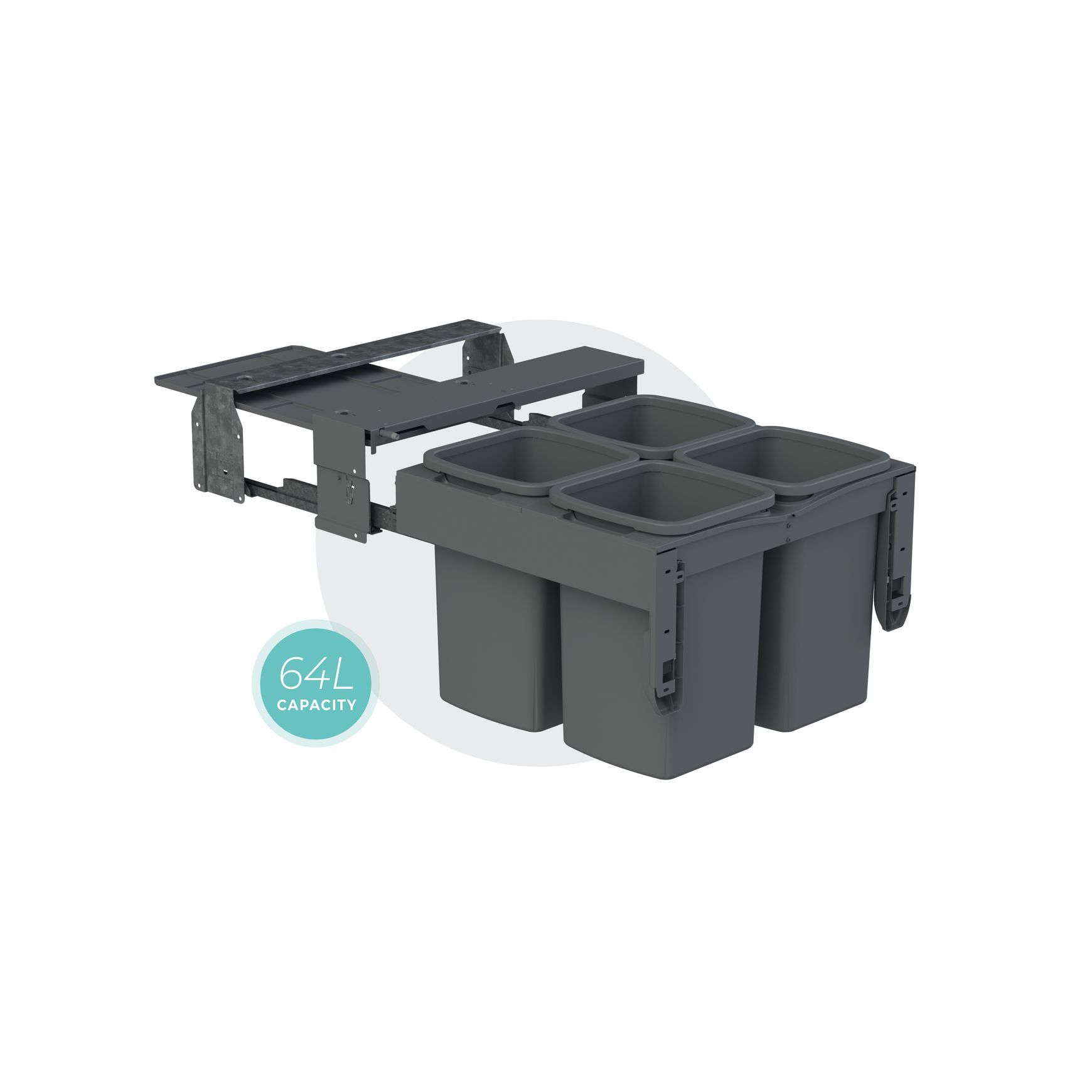 Concelo 4 x 16L Buckets | Waste + Recycling | White