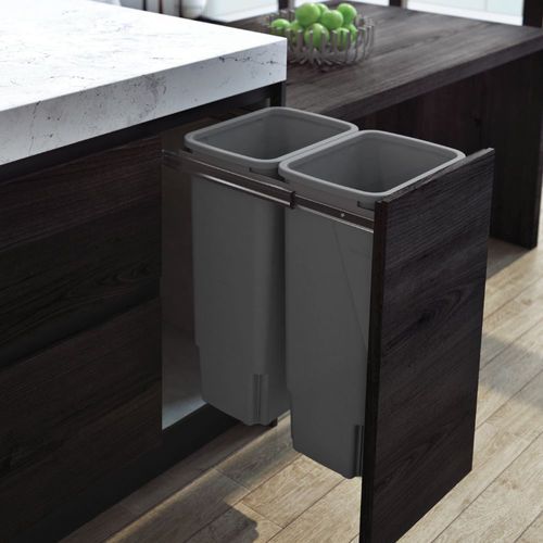 Hideaway Compact Bins 2 x 35L Buckets | Door Pull