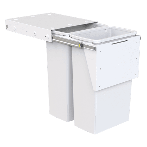 Hideaway Compact 2 x 40L Buckets | Door Pull | White