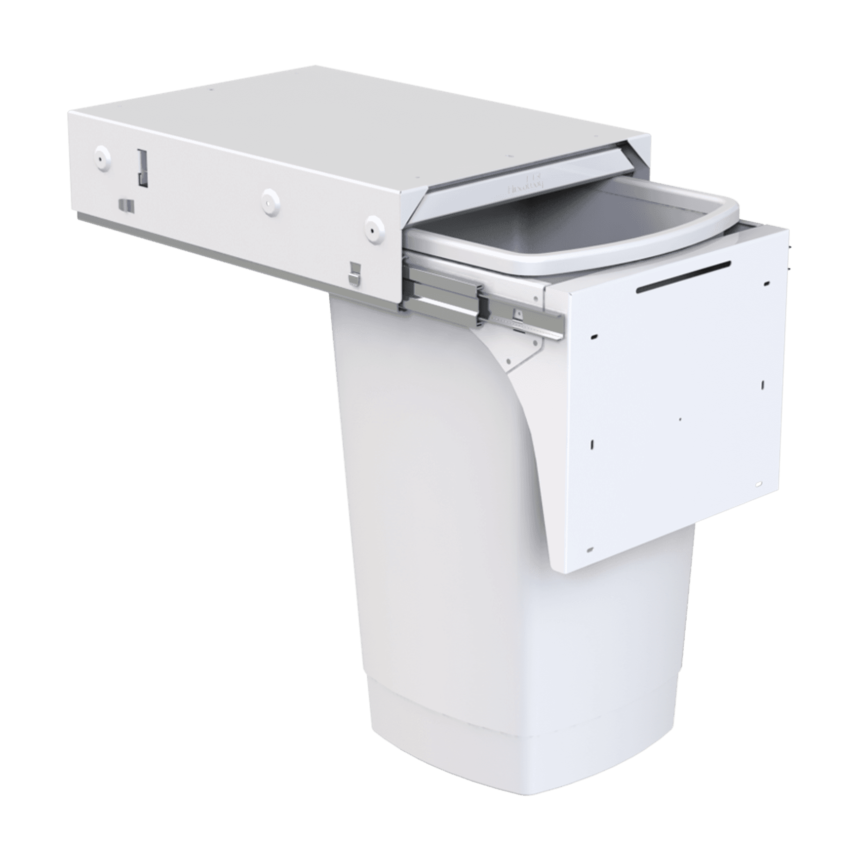 Hideaway Soft Close 1 x 50L Bucket | Door Pull | White