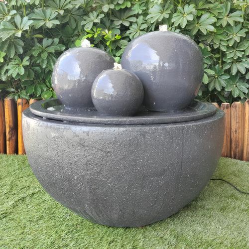3 Balls With Bowl Base Water Fountain - Grey