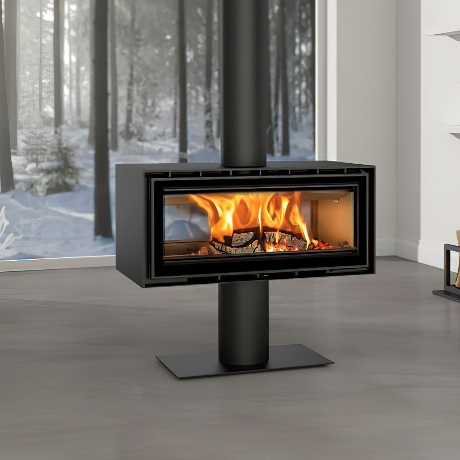 ADF Linea 100 Duo P Freestanding Fireplace