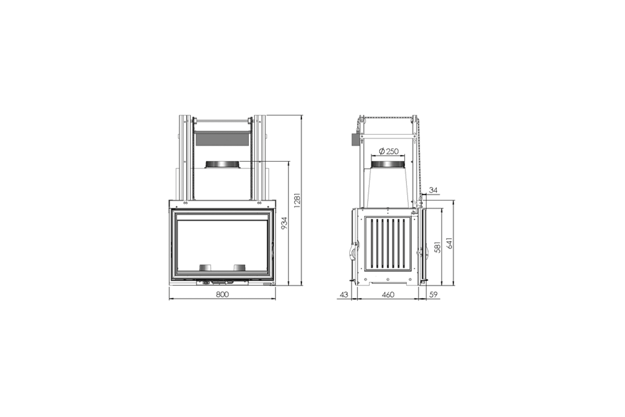 Cheminee Chazelles CDF800R Radiant Wood Fireplace