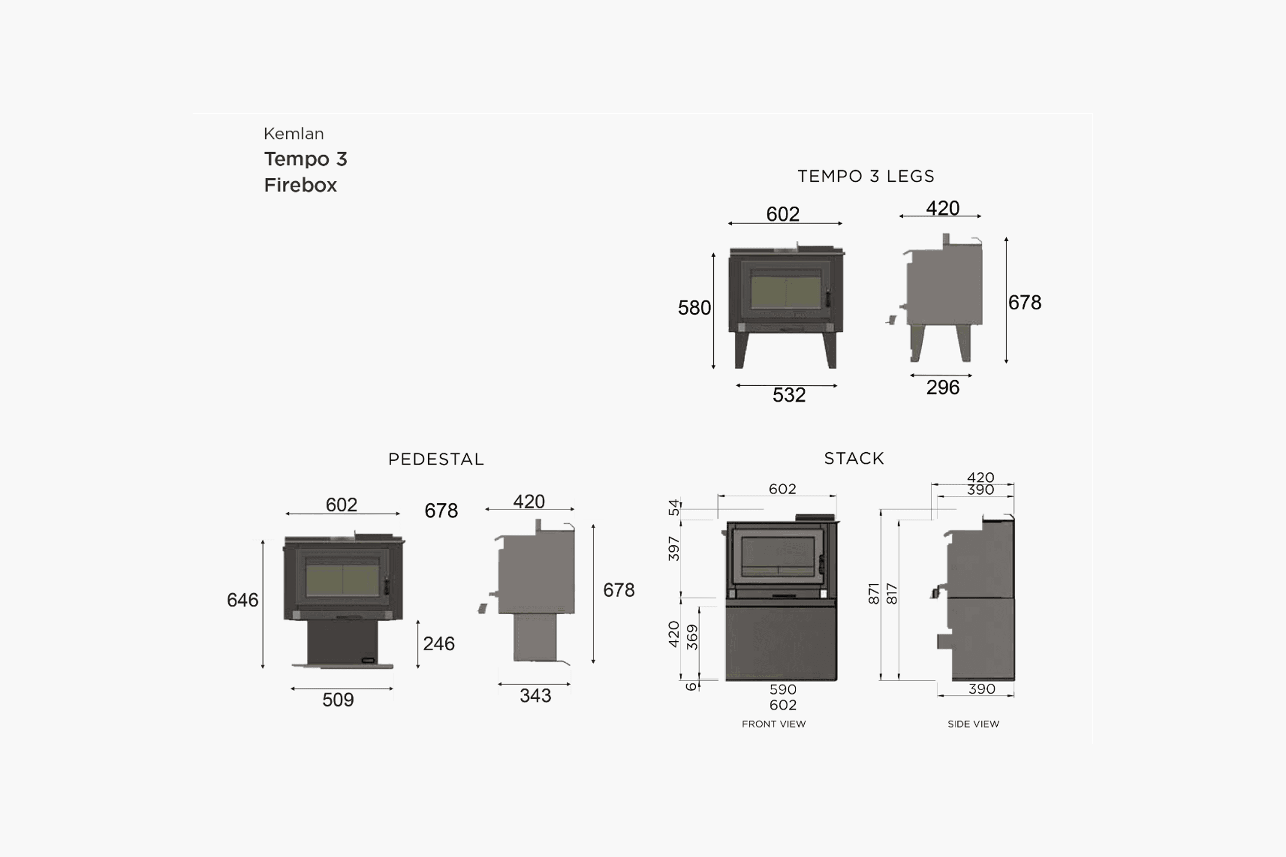 Kemlan Tempo 3 Rural Wood Fireplace