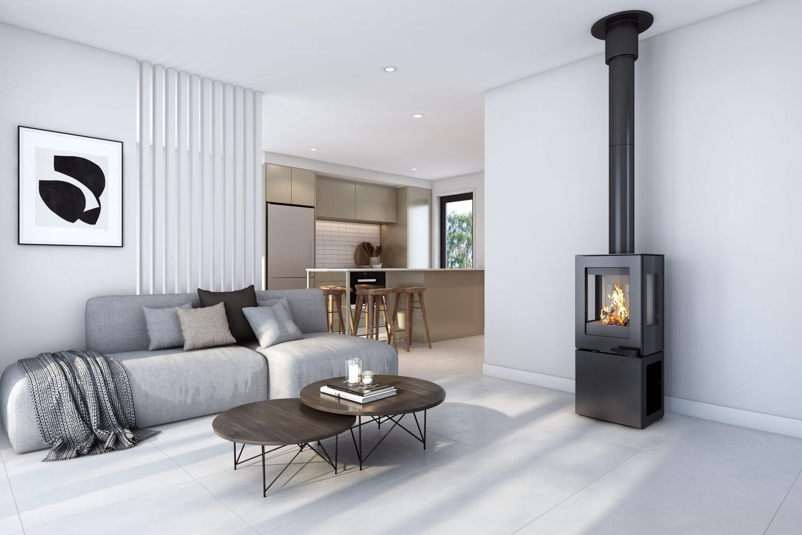 Visionline Pera Freestanding 3 x Sided Wood Fireplace