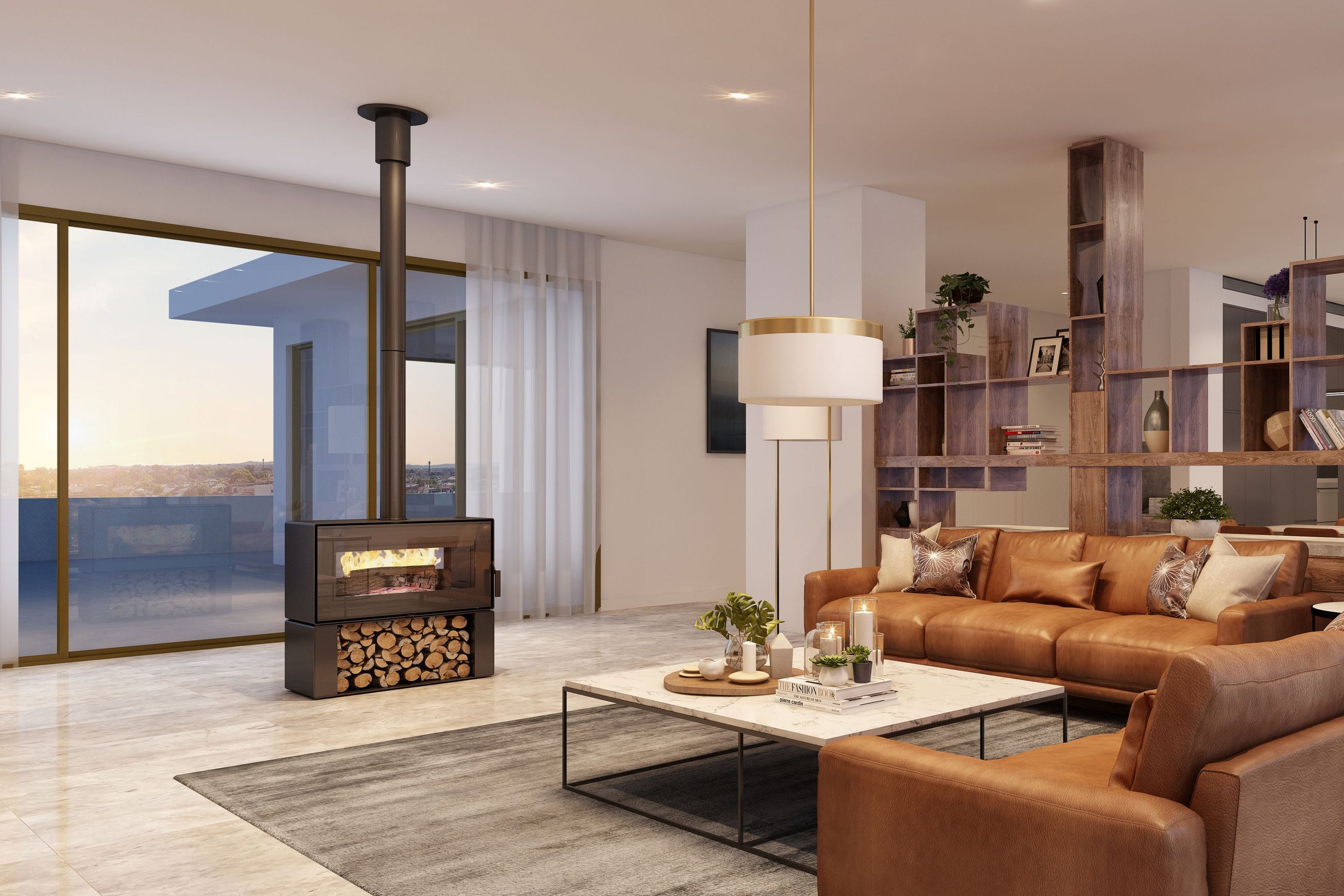 Visionline Taurus Double-Sided Freestanding Wood Fire