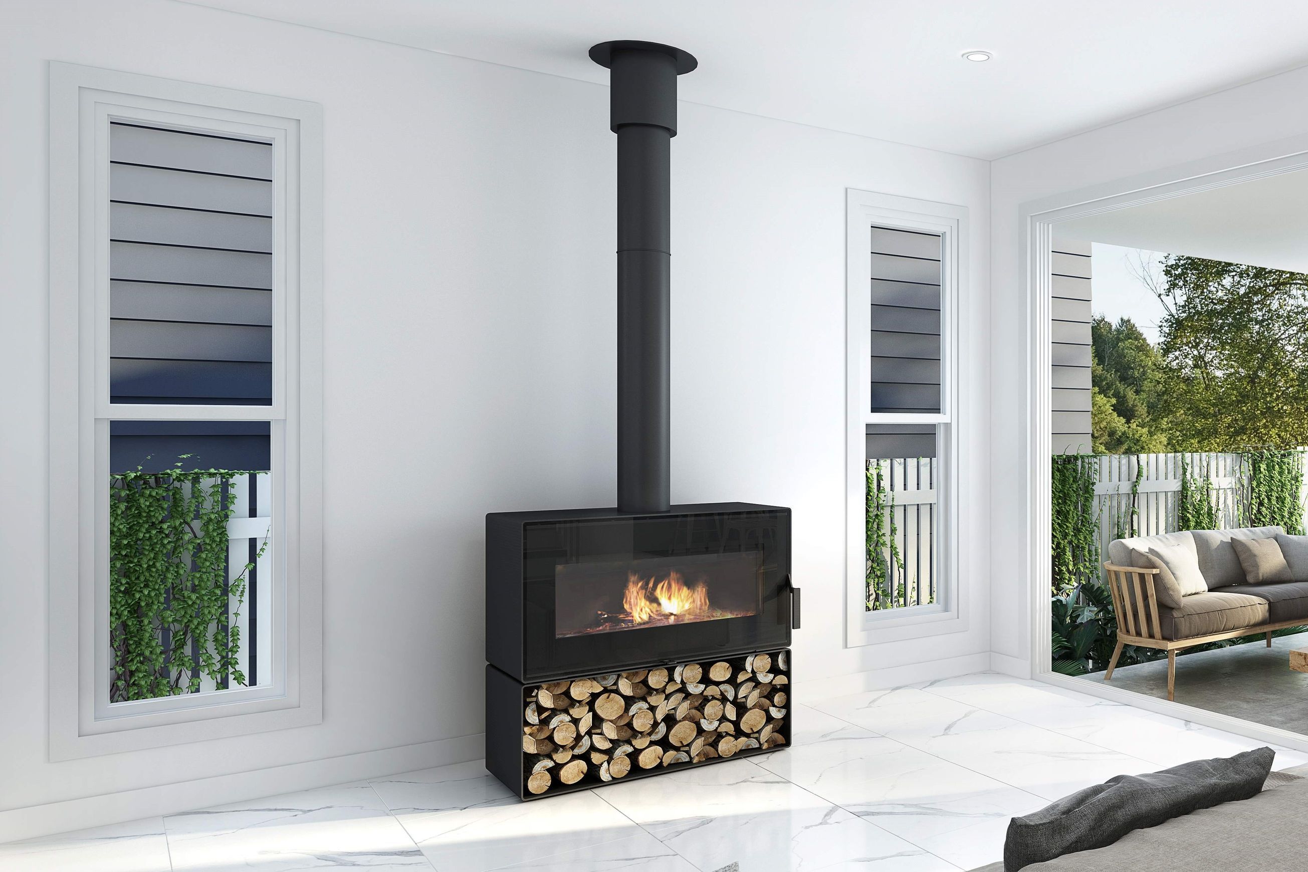 Visionline Taurus Single-Sided Freestanding Wood Fire