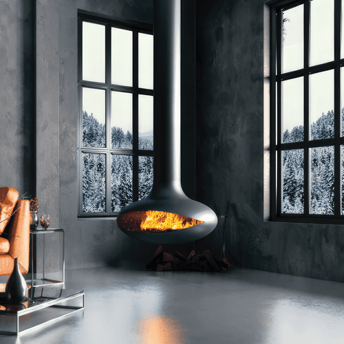 Zen Suspended Elegante Wood Fireplace