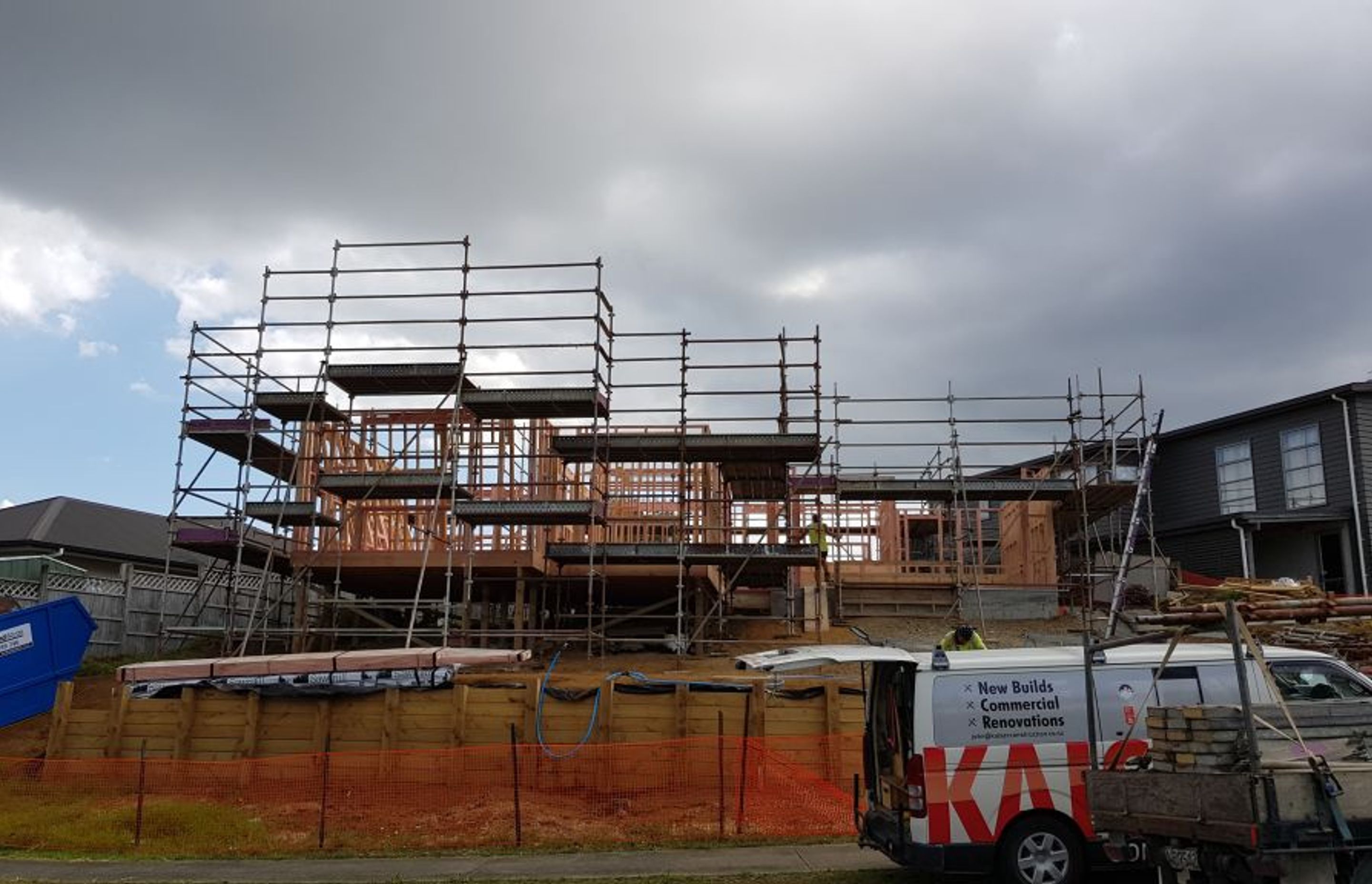 Frames going up on a new residential build in Kamo, Whangarei