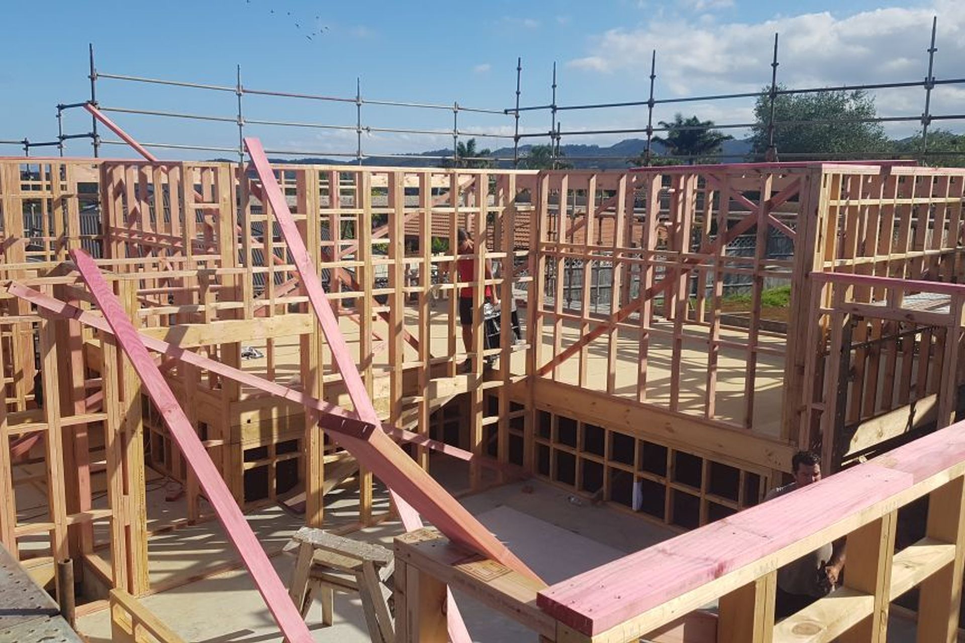 Frames up on a new residential build in Kamo, Whangarei
