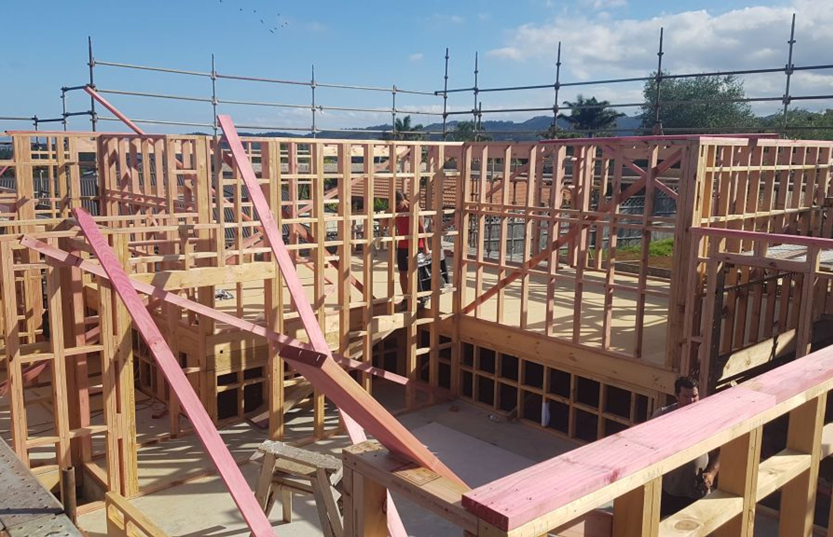 Frames up on a new residential build in Kamo, Whangarei