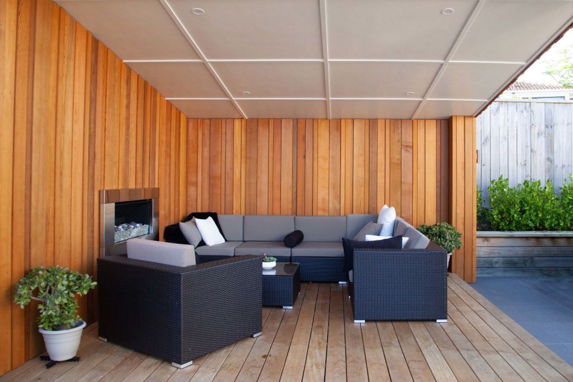 Cedar clad outside entertainment area