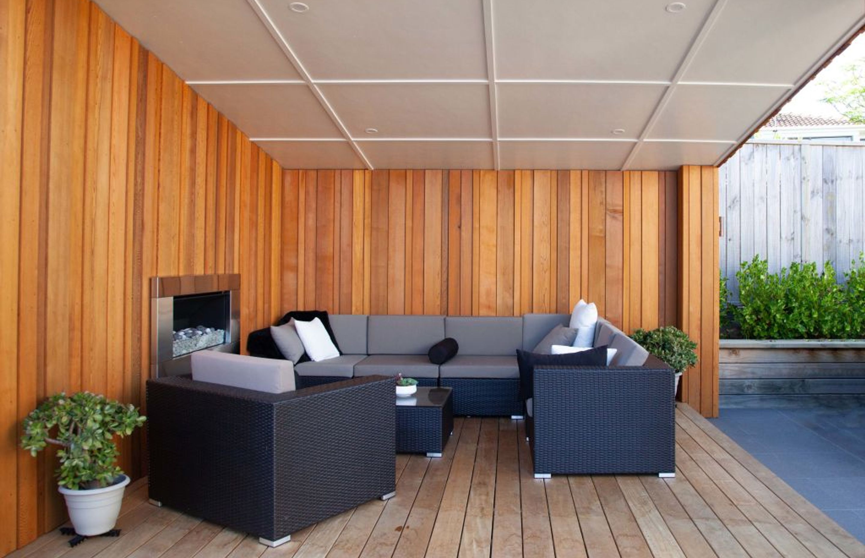 Cedar clad outside entertainment area