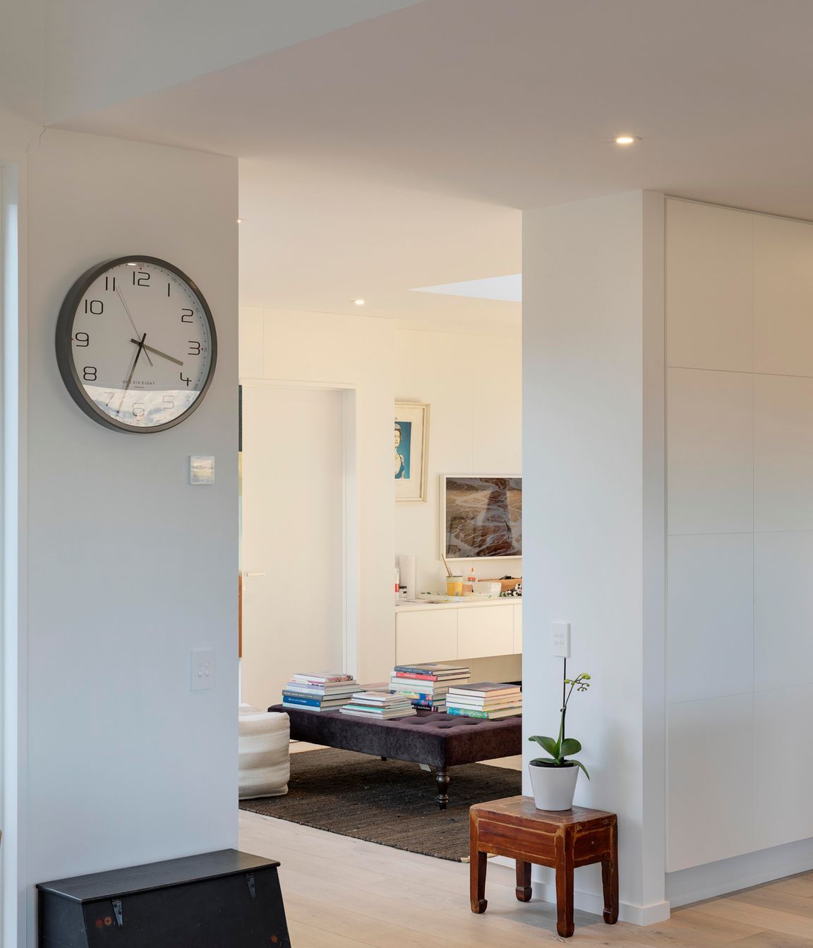 A peak of the studio is seen from the hallway.