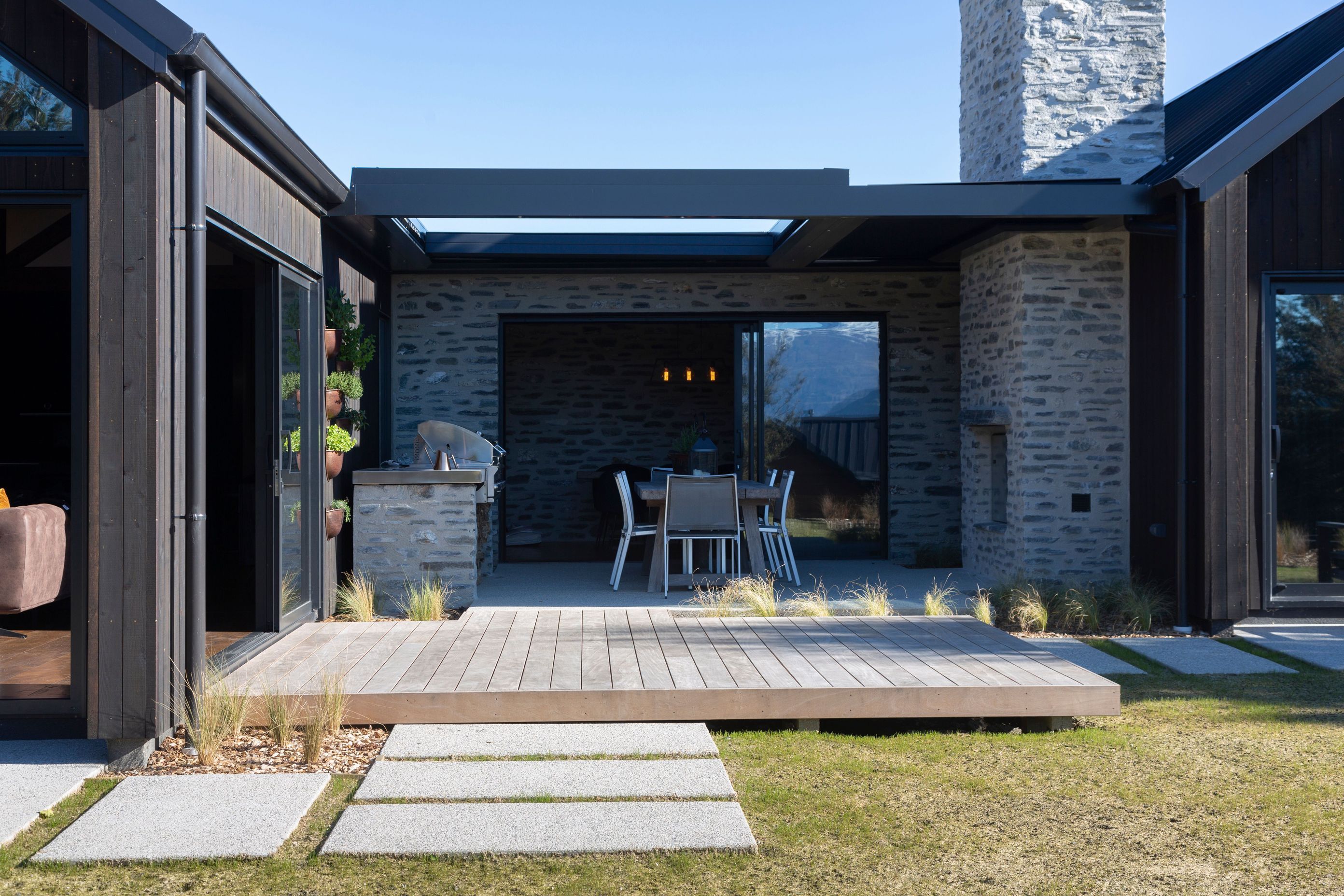 A courtyard can be accessed from the living area and dining room.