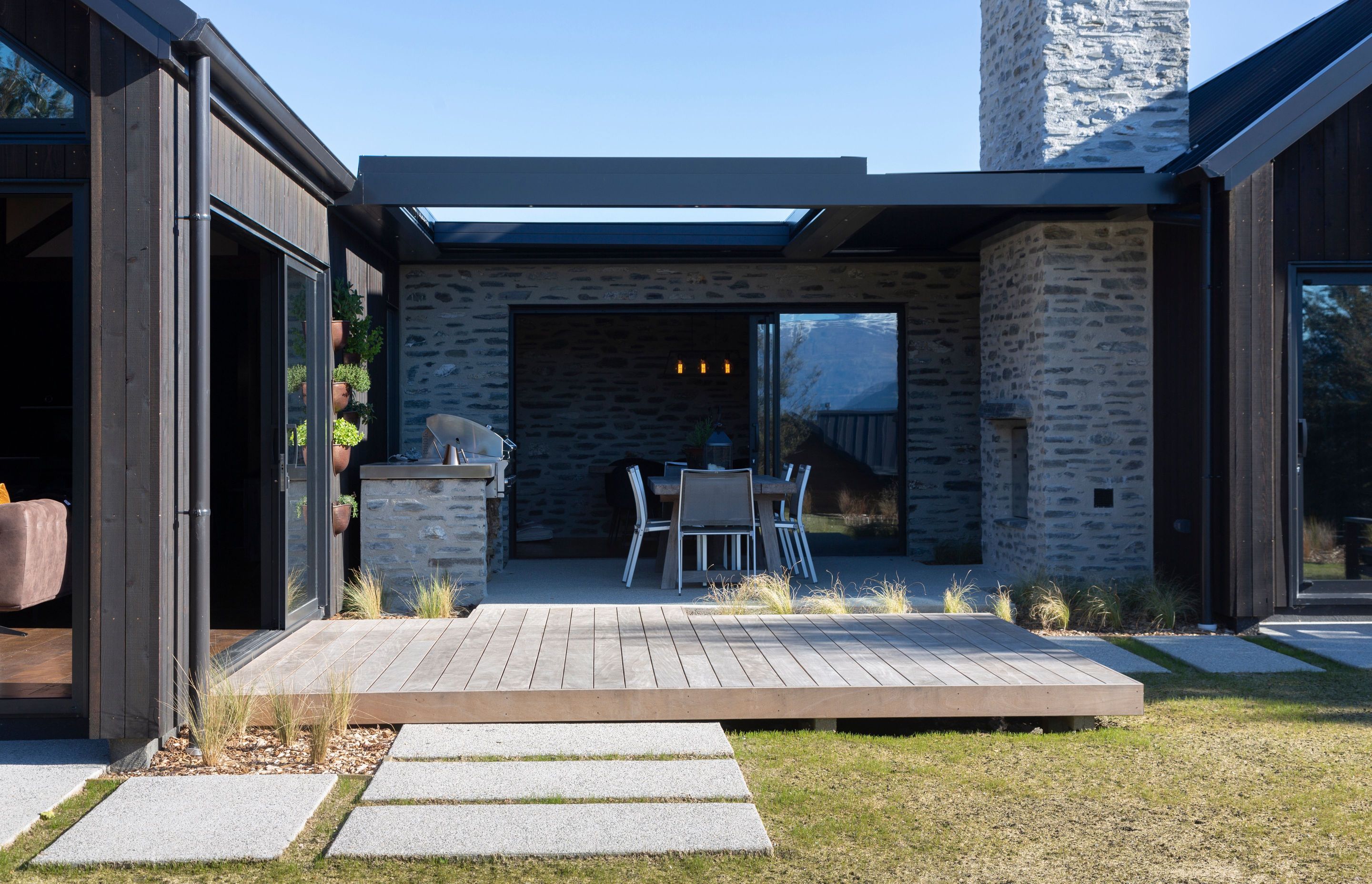 A courtyard can be accessed from the living area and dining room.