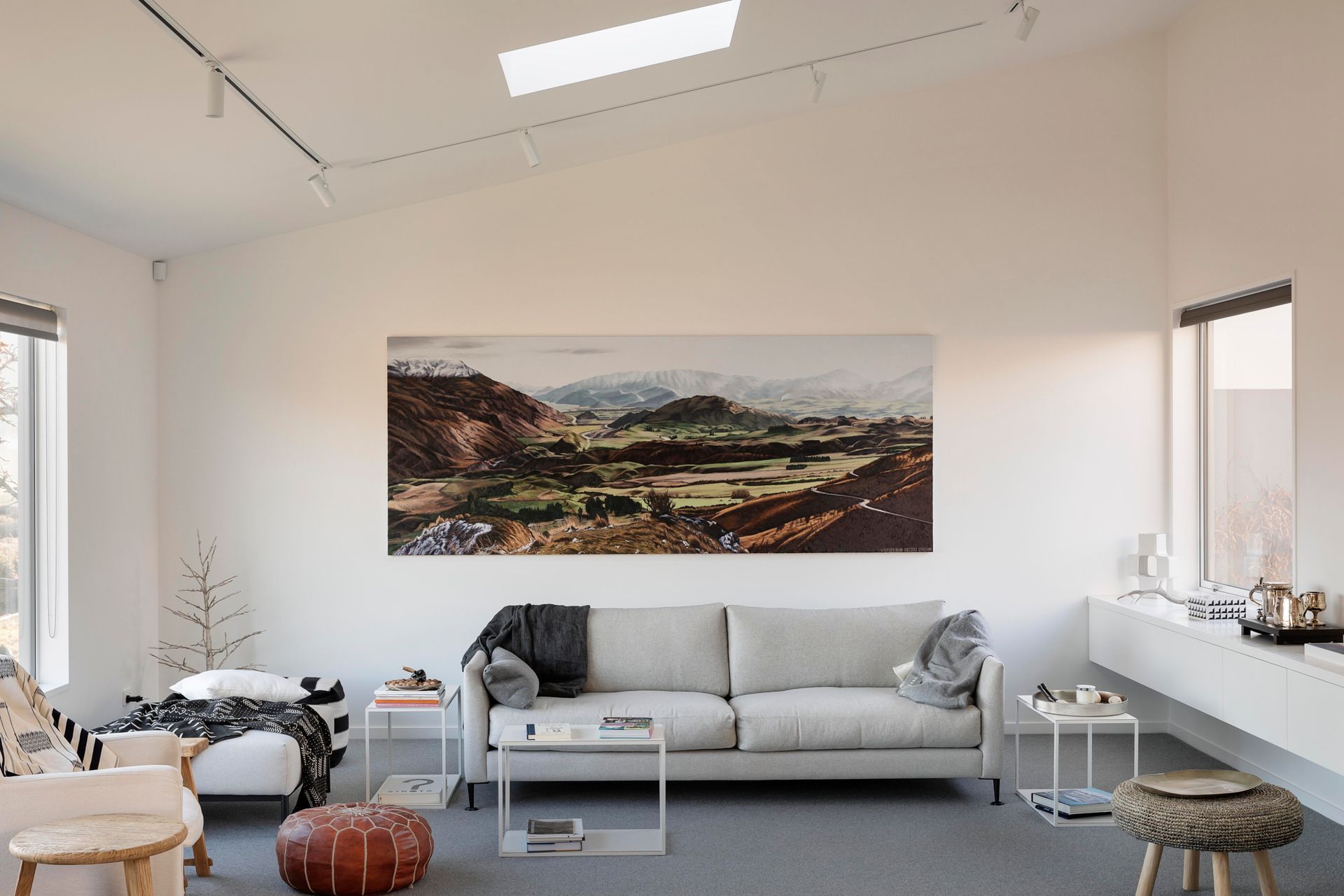 Artwork from New Zealand artists is featured prominently throughout the home.