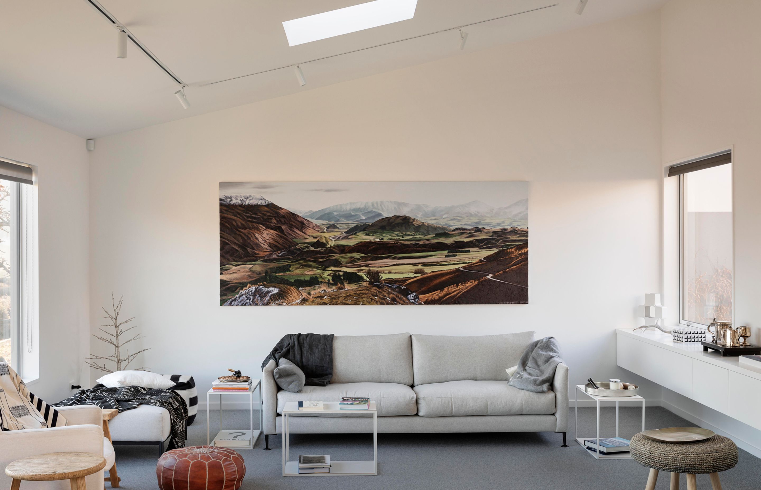Artwork from New Zealand artists is featured prominently throughout the home.