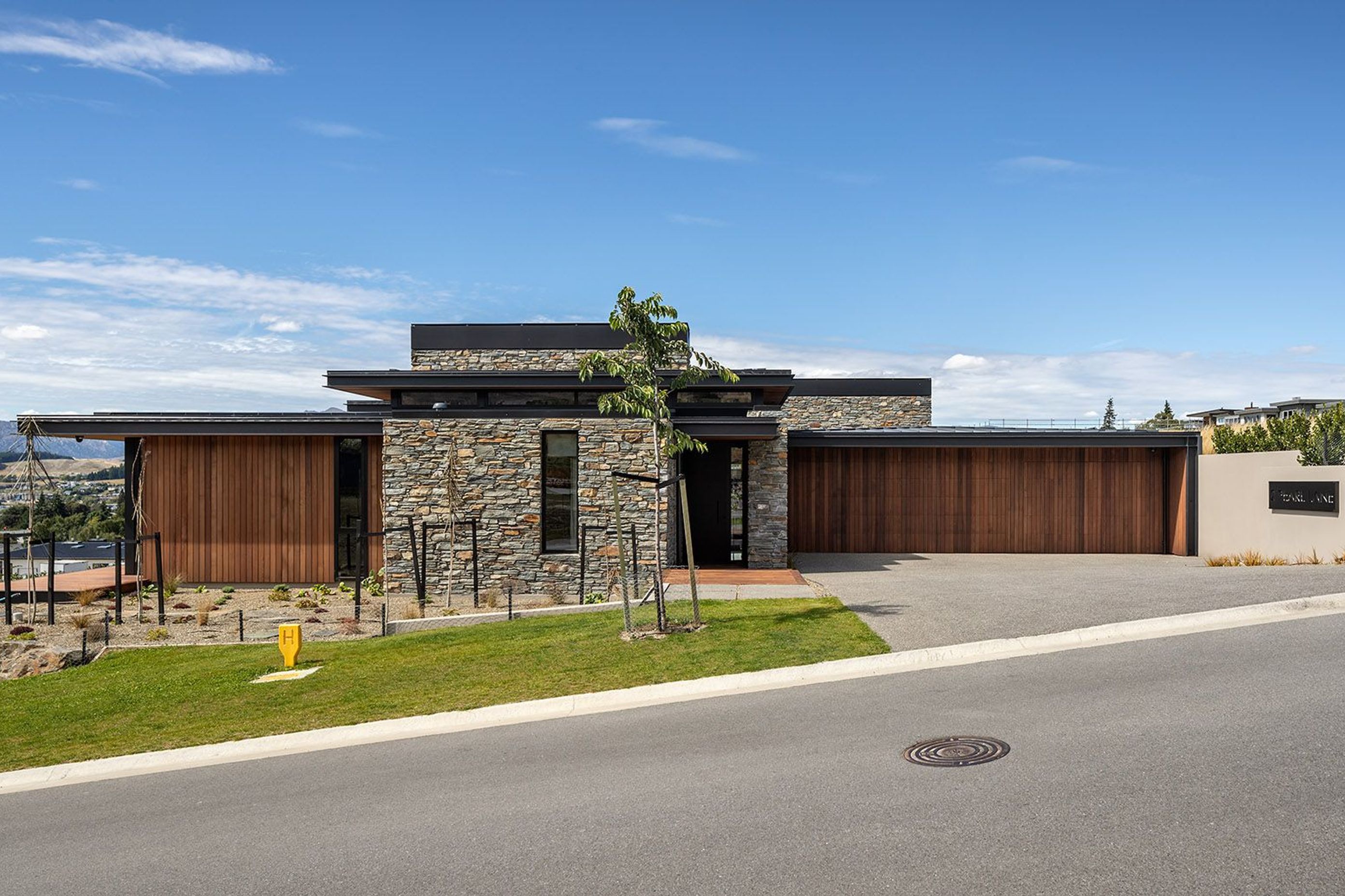 Clerestory windows allow light into the guest wing, without compromising privacy from the street.