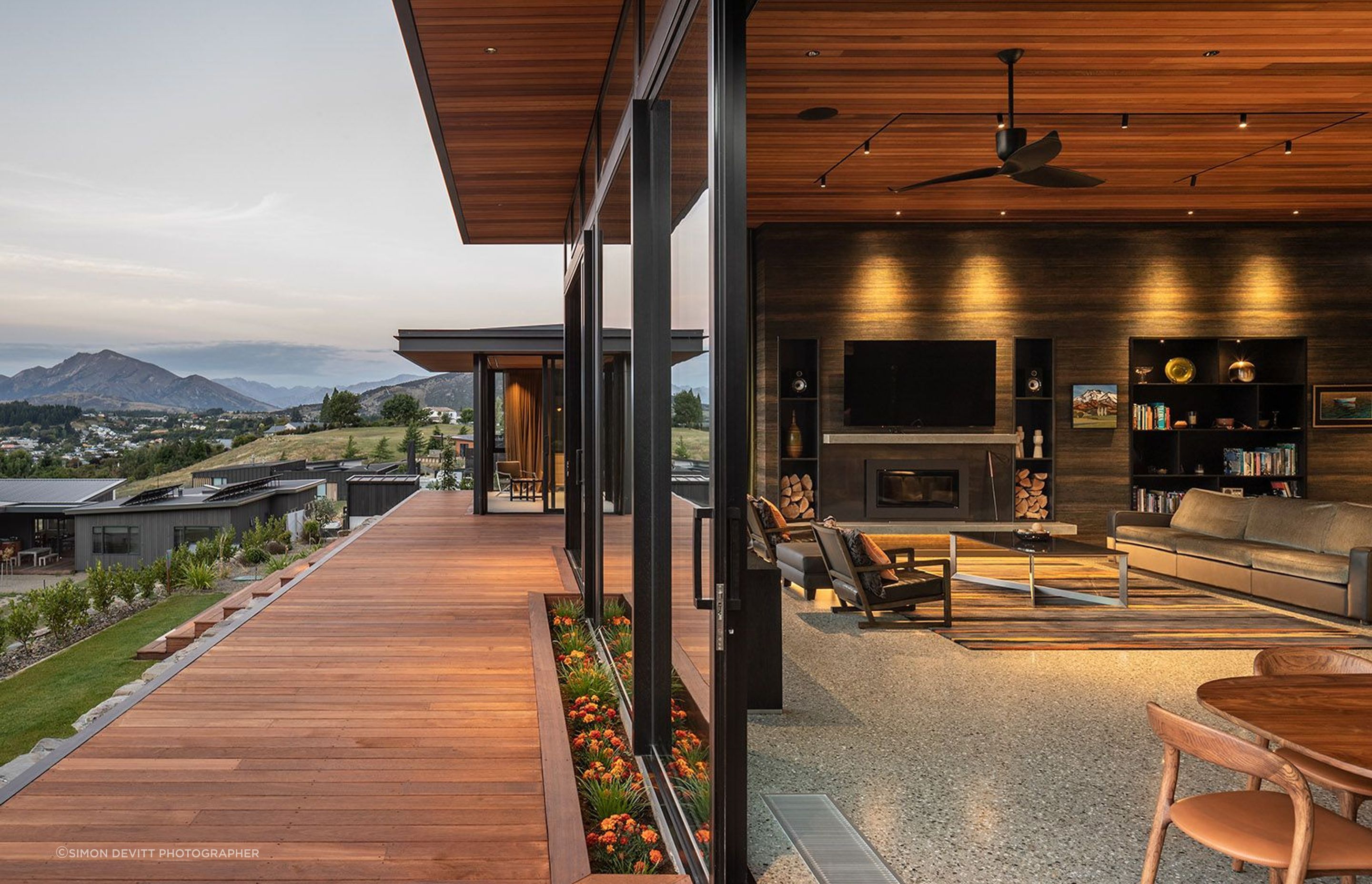 The transition from indoors to outdoors is seamless, and the materiality of cedar creates continuation.