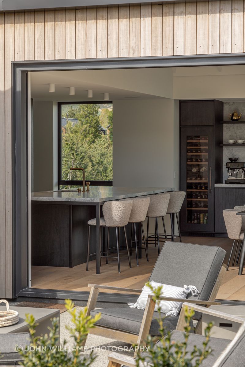 Kitchen and dining open onto a north facing sunny terrace