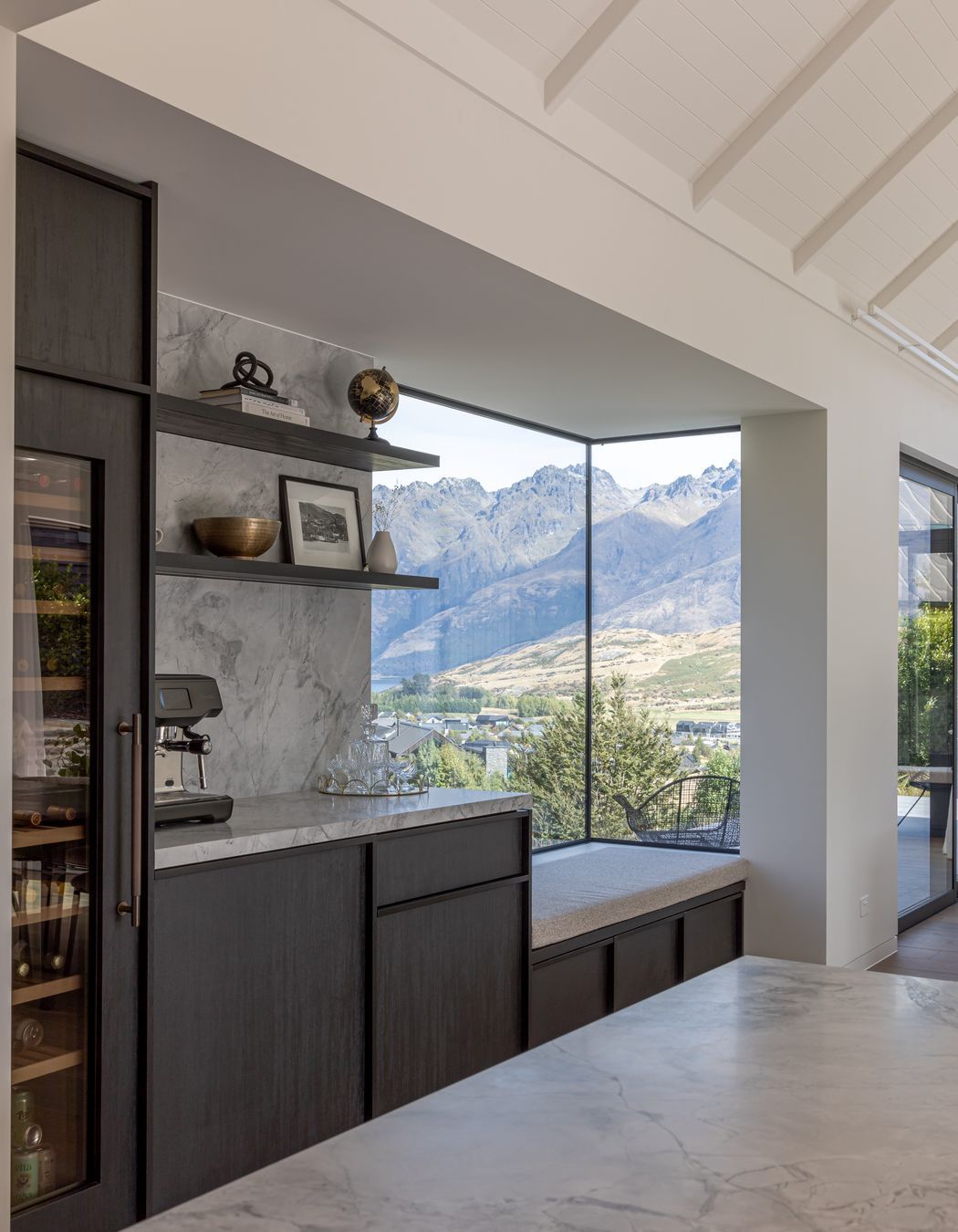 Window seat in handy proximity to coffee or wine...