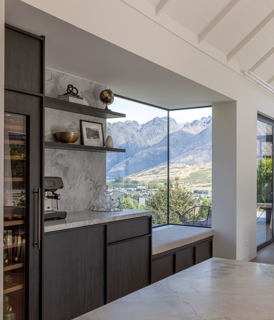 Window seat in handy proximity to coffee or wine...