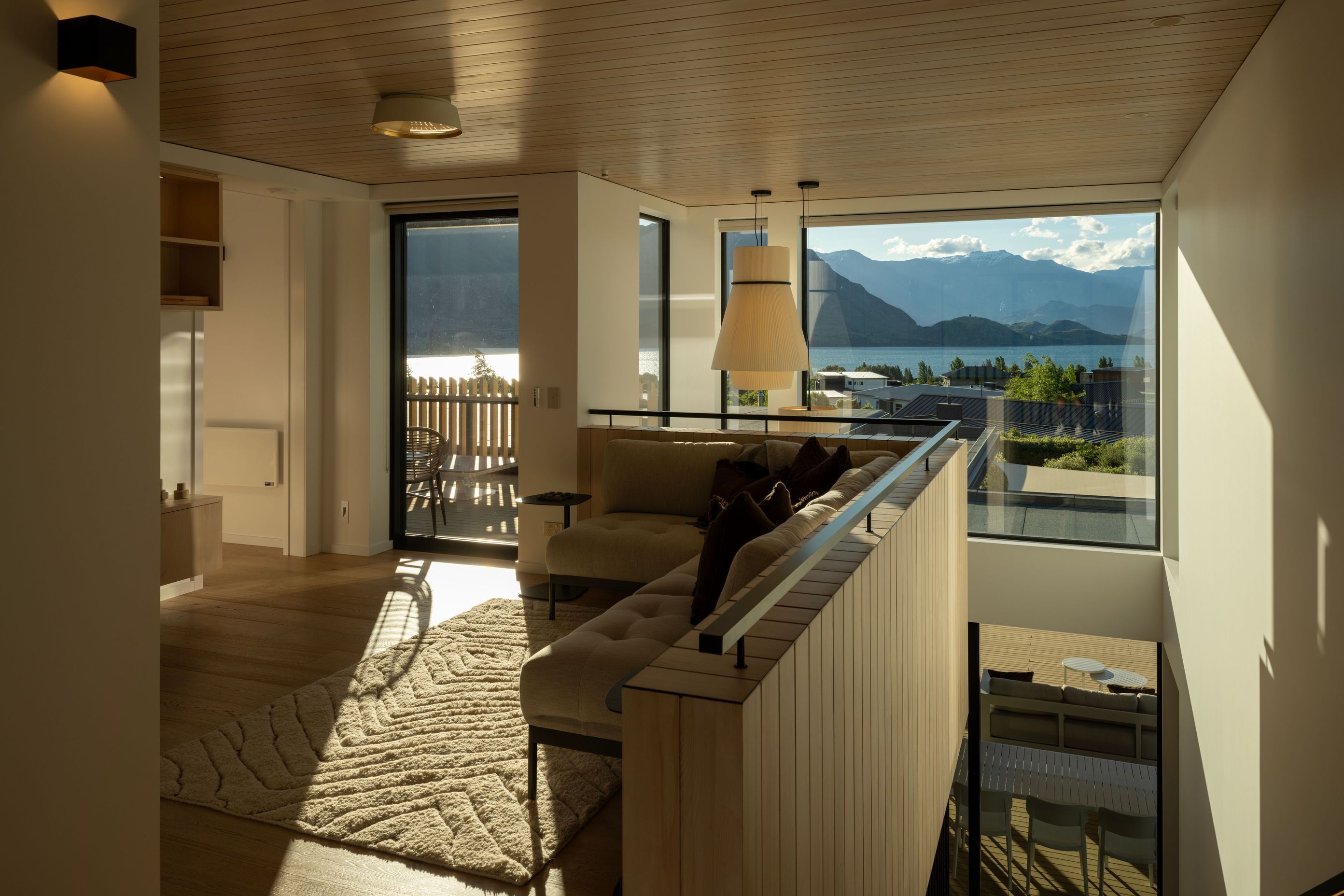 No wasted space.  The circulation space upstairs doubles as an extra lounge.