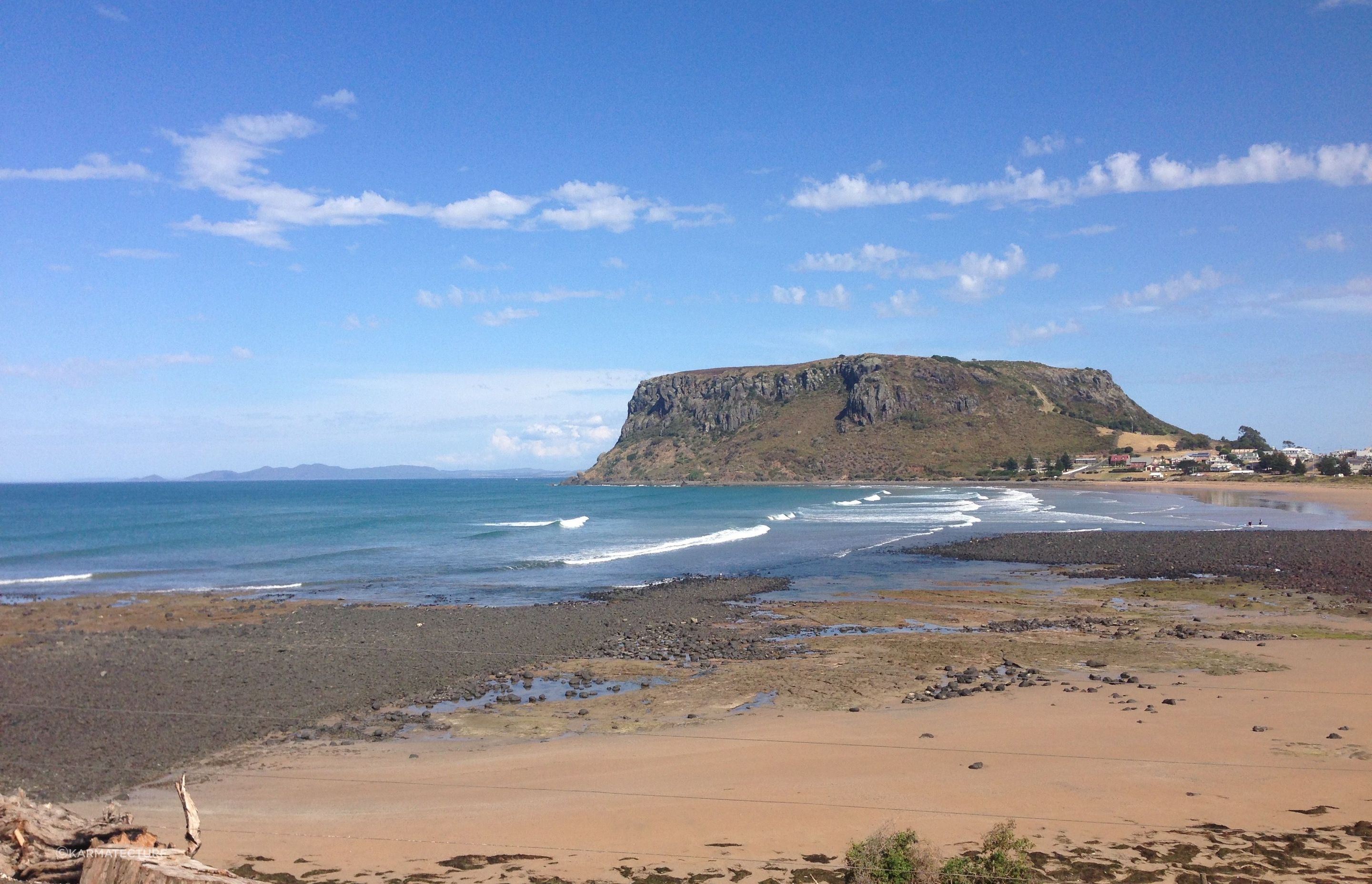 The Nut from Gordons Beach. Stanley is well know for its natural beauty. Our client has resident pademelons, echidna and a grumpy old male devil. Straight at the end of this beach is a graveyard where the lLittle Penguins live