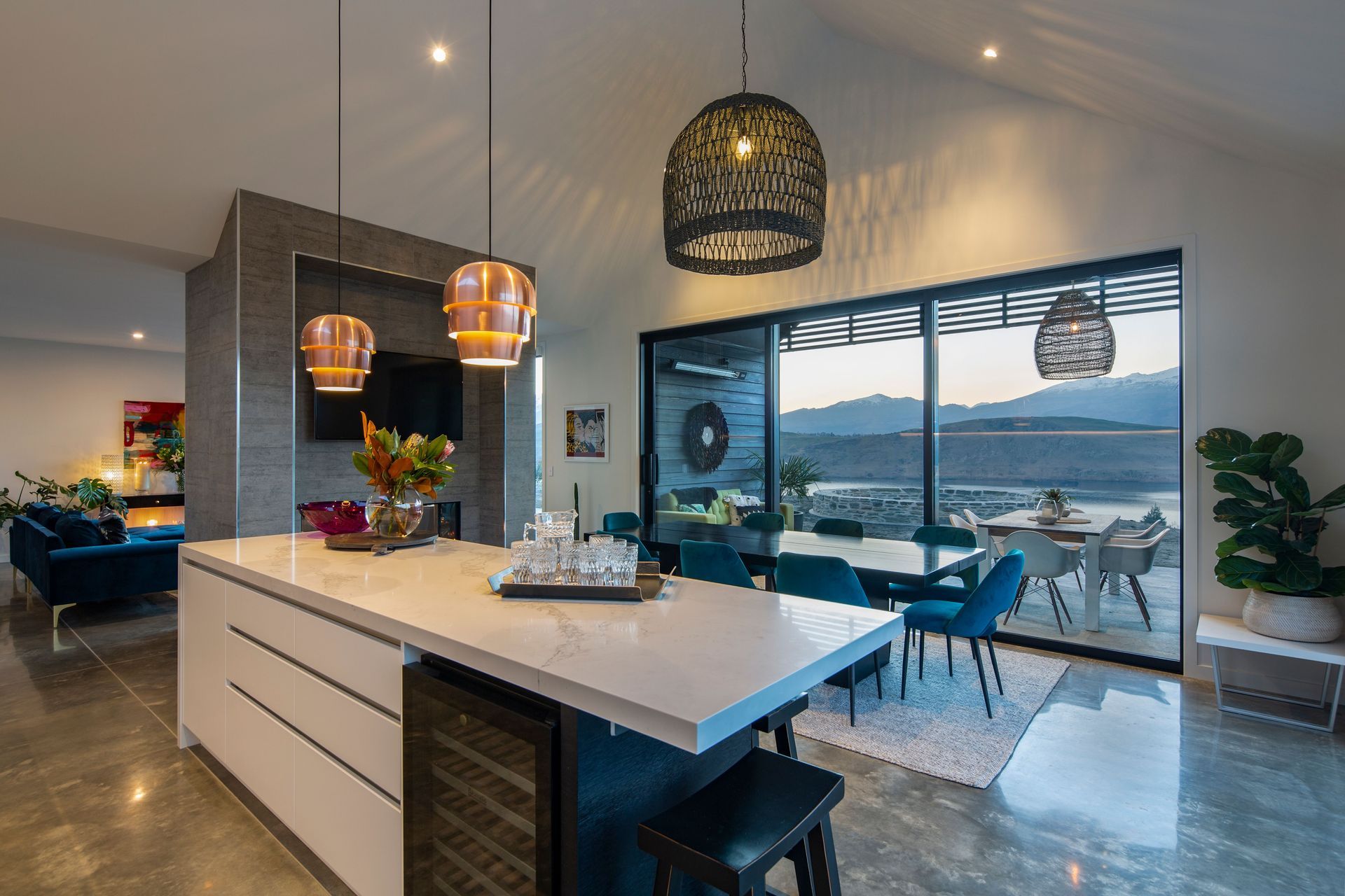 Open plan Kitchen and Dining with outdoor area for Alfresco dining